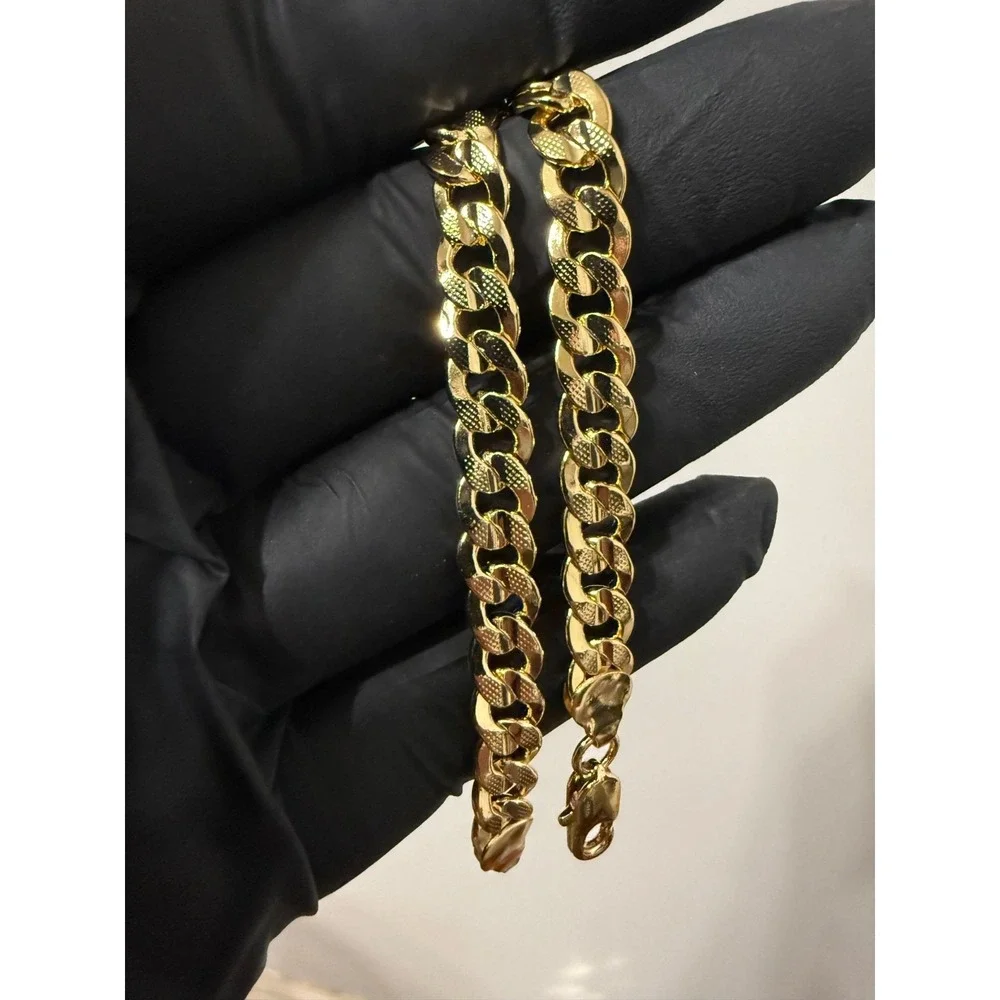 concave cuban gold layered bracelet 8 inch 7 mm lobster clasp